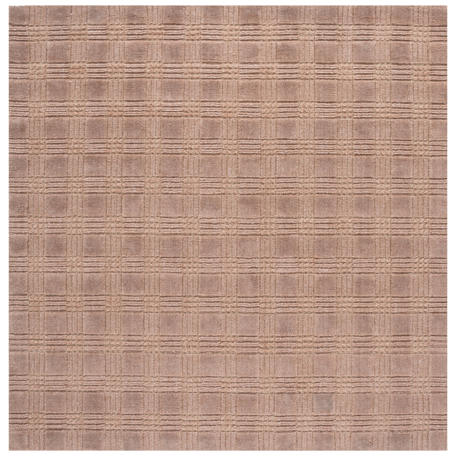 Hand-Loomed Plaid Performance Rug, Square 6'