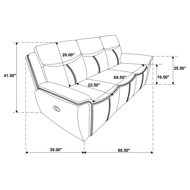 Ensemble de canapé inclinable 3 pièces Tommee, 3 Pieces: Sofa, Chair, Loveseat