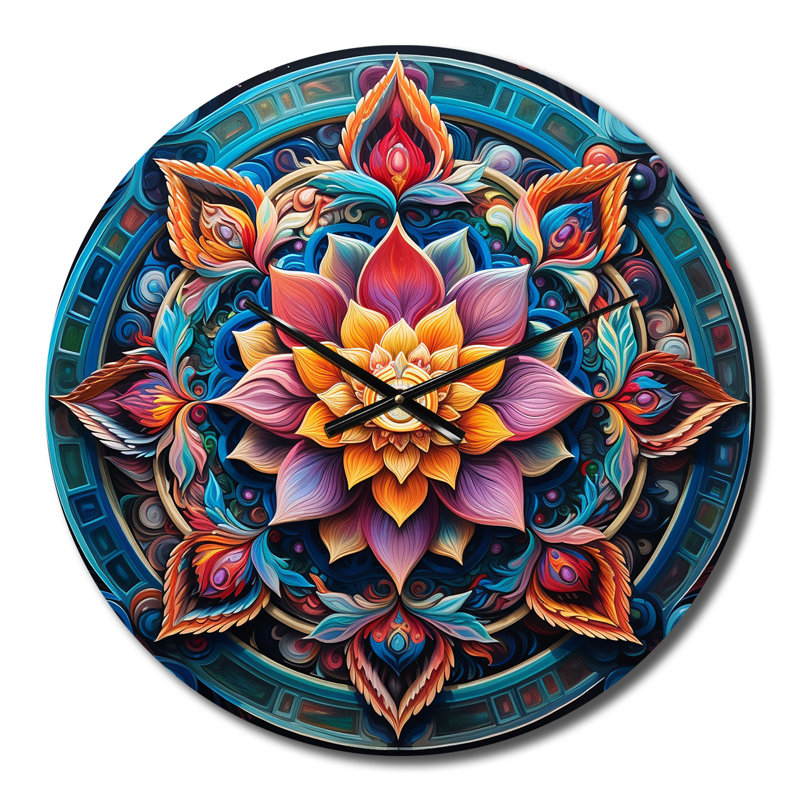 Horloge murale antique en métal Mandala, Moyenne