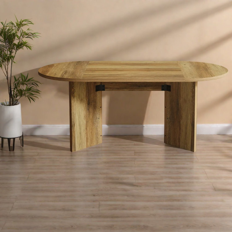 Table de salle à manger moderne brun, métal robuste en MDF, cuisine de ferme rustique