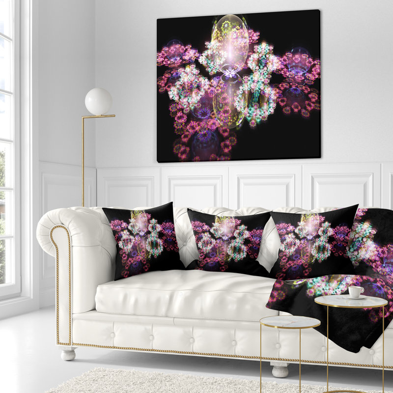 Gouttes d'eau sur miroir - coussin abstrait imprimé, 16 po x 1 po, Coussin décoratif, Rose