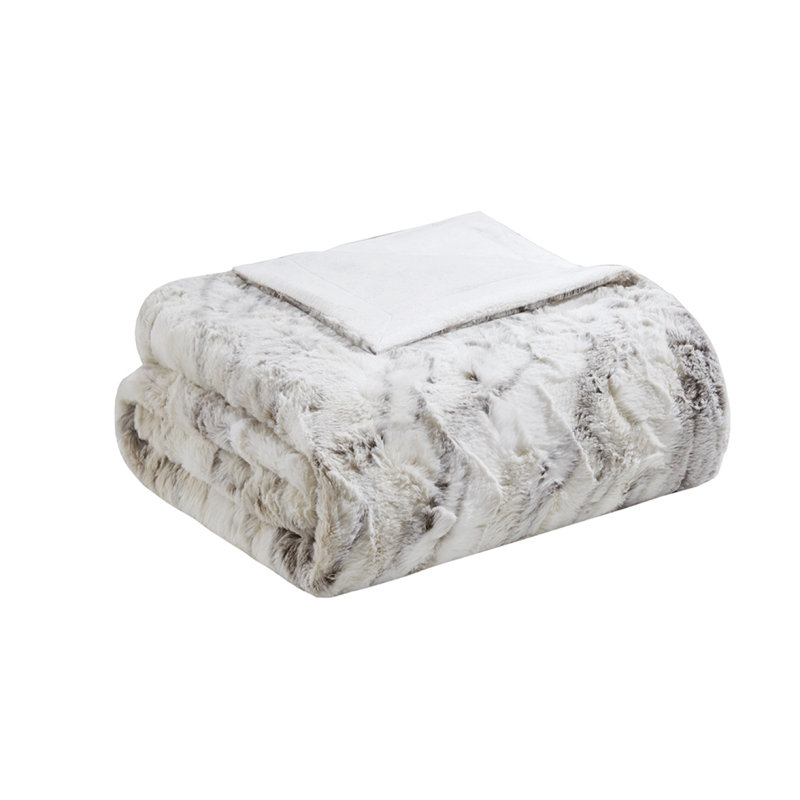Jeté en fausse fourrure surdimensionné, Naturel, L 69,99 po x l 59,99 po