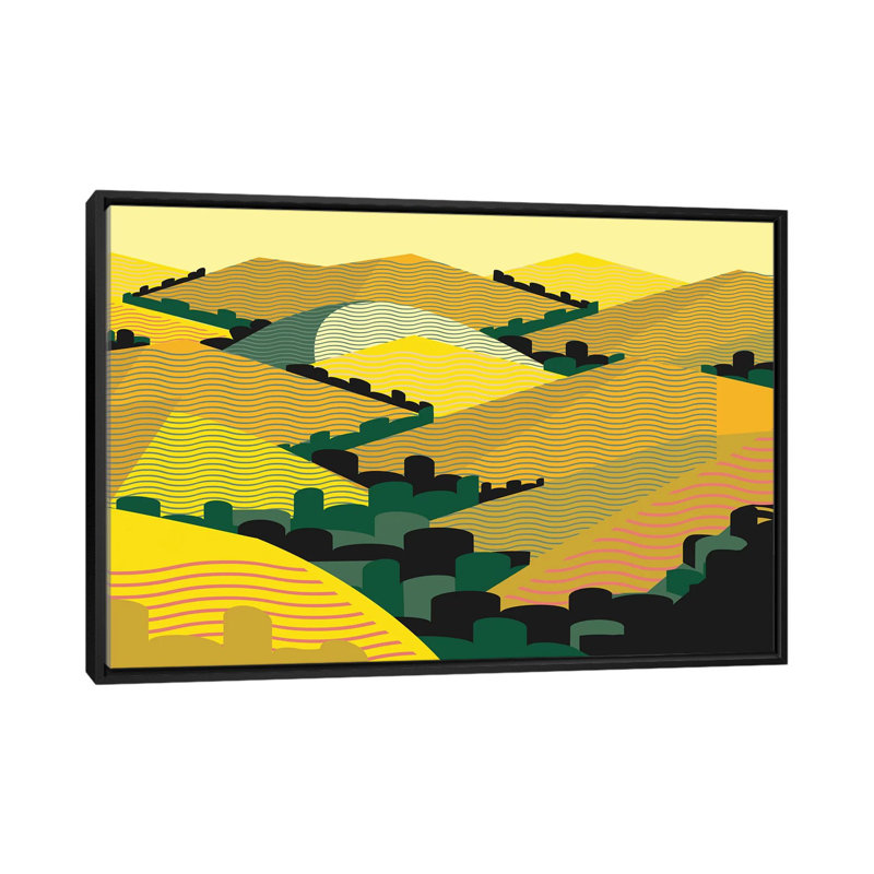 «California Hills», impression sur toile, H 18 po x l 26 po x P 1,5 po, Toile avec cadre noir, Pas de tapis