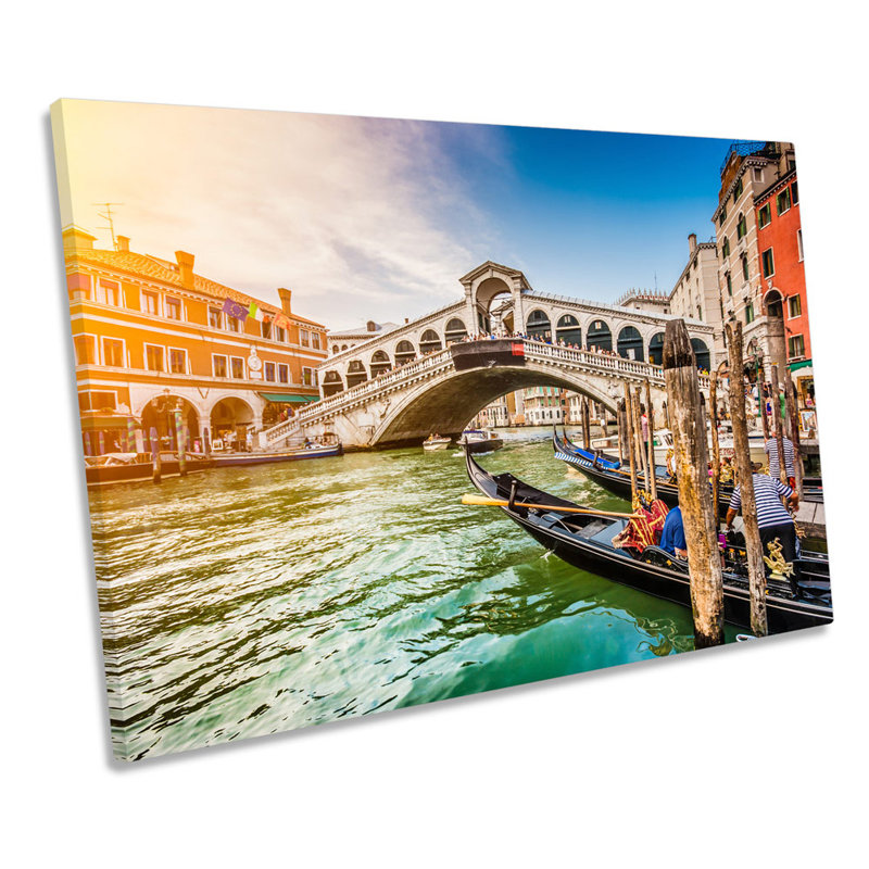 Venice Italy Rialto Bridge - Wrapped Canvas Print, 81.3cm H x 121.9cm W x 4cm D
