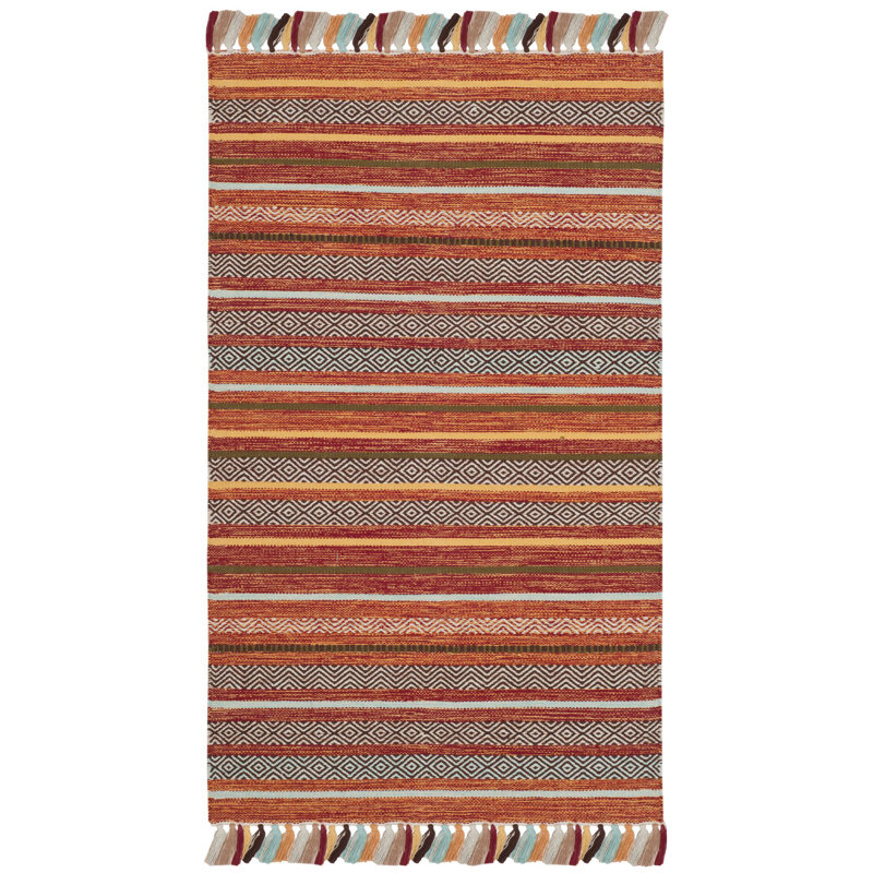 Montauk Hand Woven Cotton Striped Rug, Rectangle 3' x 5'