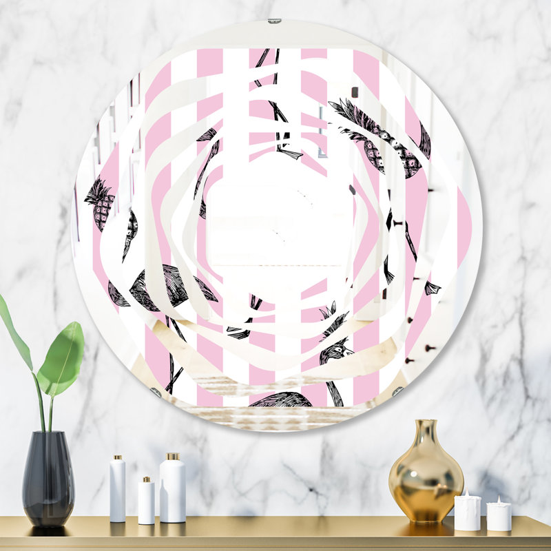 Miroir mural Whirl Flamingo, H 23,6 po x l 23,6 po