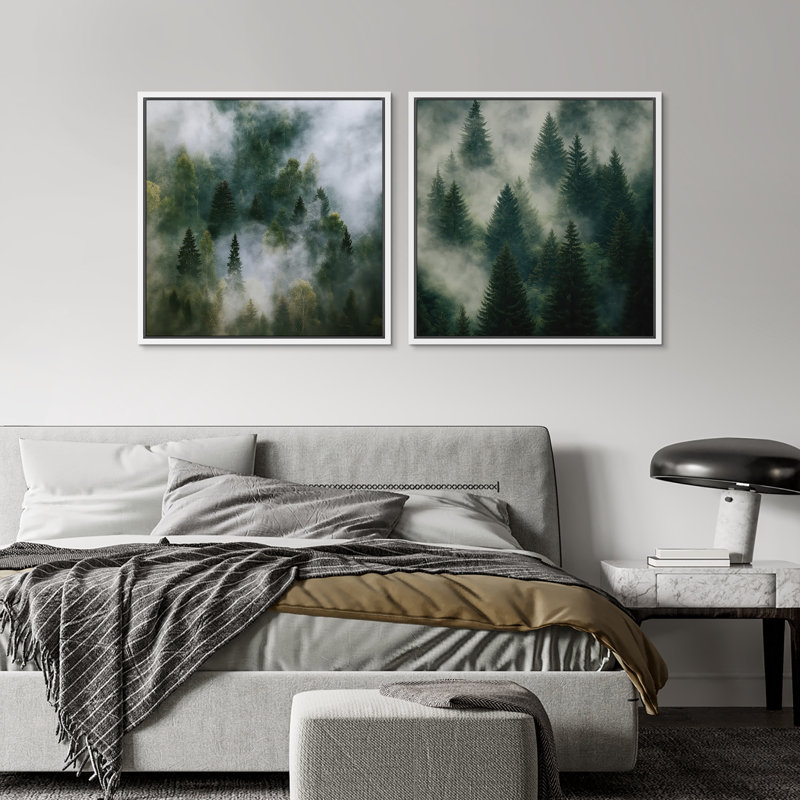 Art mural rétro encadré, beaux-arts, antique classique pour chambre à coucher - 24 po x 24 po, H 24 po x l 48 po, Blanc