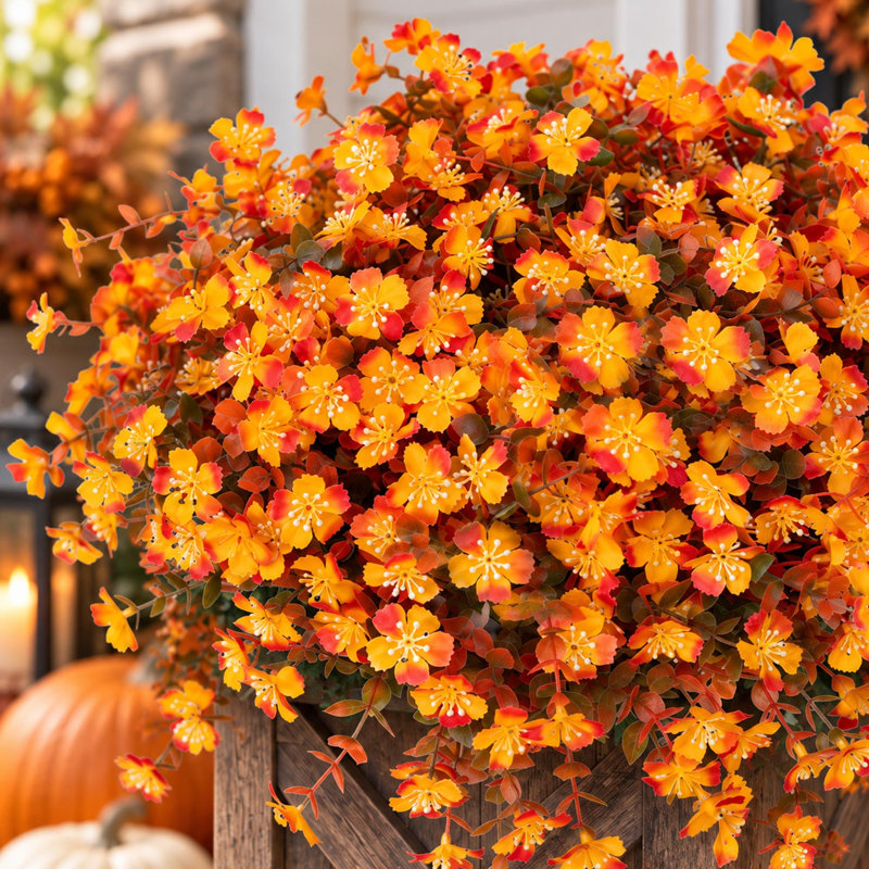 Lot de 12 chrysanthèmes artificiels d'automne pour la décoration de porche extérieur et de l'Action de grâce