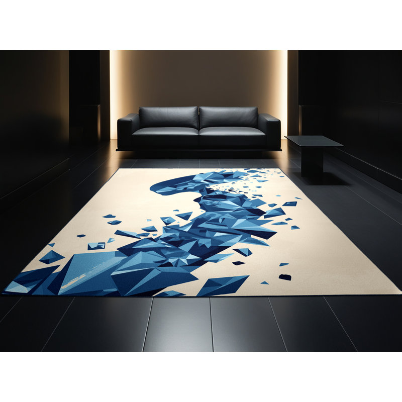 Tapis beige moelleux et doux à motif abstrait extraterrestre Kelton, 2 x 4