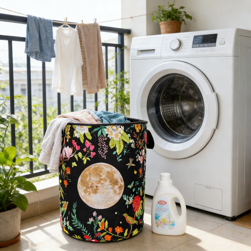 Panier à linge pliable avec poignées, panier à linge floral Oxford pour le rangement des vêtements, organisateur de jouets, fourre-tout polyvalent pour la salle de bain, la chambre à coucher et la salle de lavage
