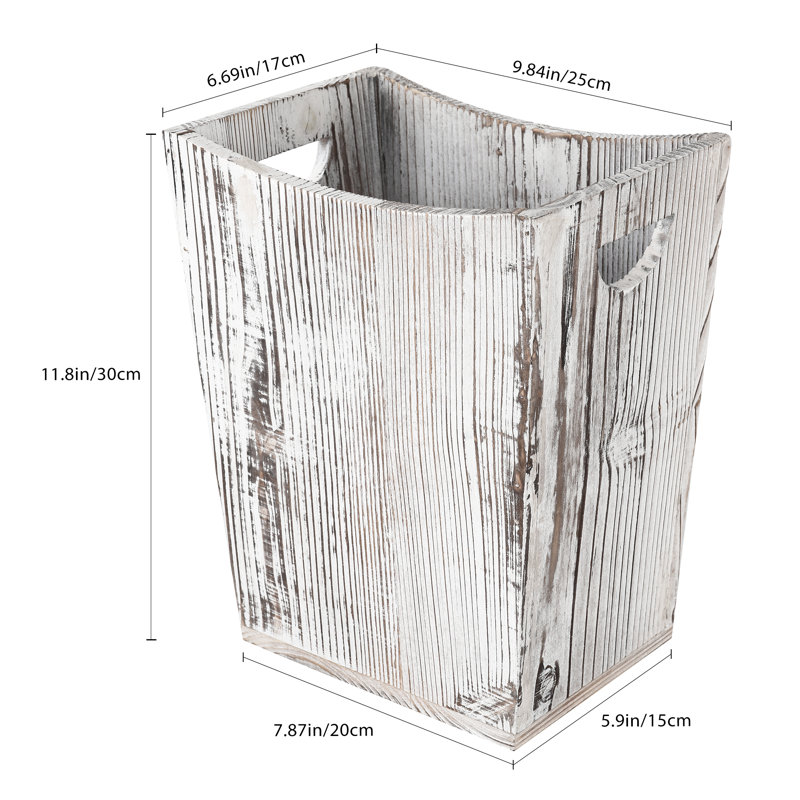 Poubelle en bois Rustic Farmhouse, Blanc