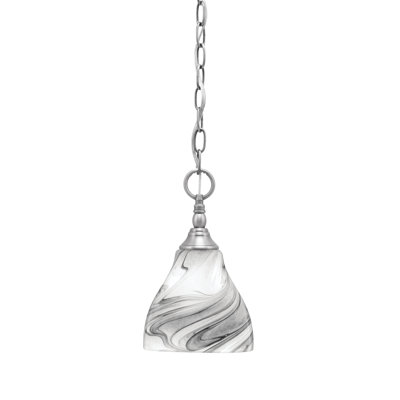 Chain Hung Mini Pendant Shown With 6.25" Onyx Swirl Glass