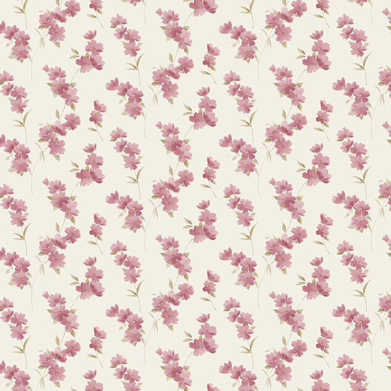 Papier peint floral 32,7 pi x 20,5 po Amaranthine, Rose / brun / beige