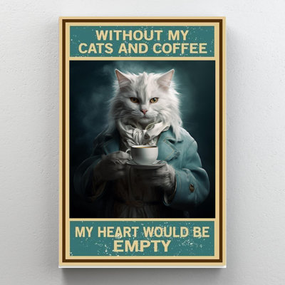 With With My Cats And Coffee - Rectangle, impression sur toile tendue