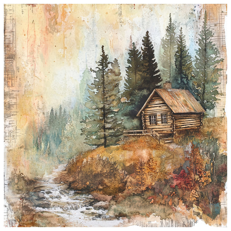 Rustic Cabin Forest Bedding Cabin Bedspread Landscape, Queen