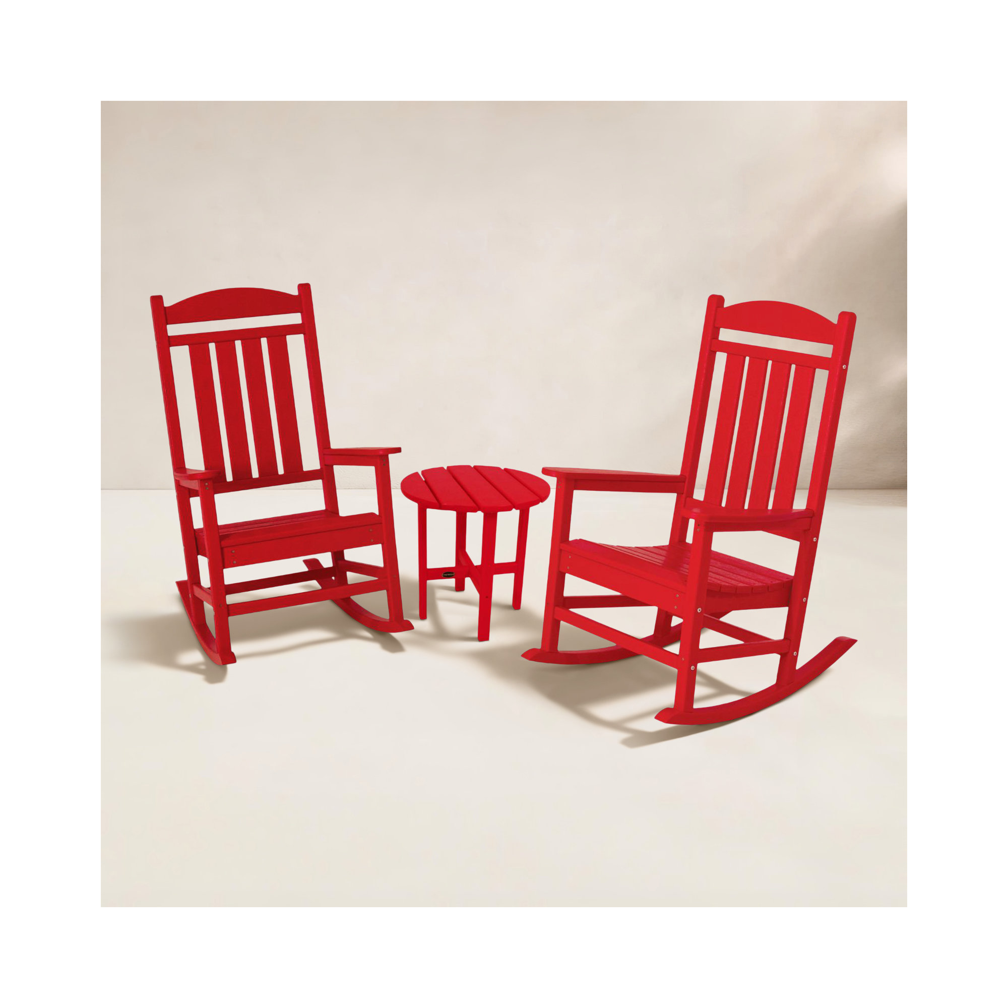 POLYWOOD Presidential 3-Piece Rocker Set, Sunset Red