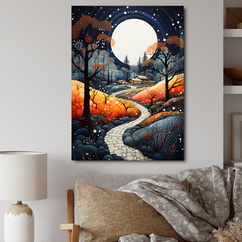 Motif campagnard pointillisme III, H 44 po x l 34 po x P 1,5 po, Toile tendue