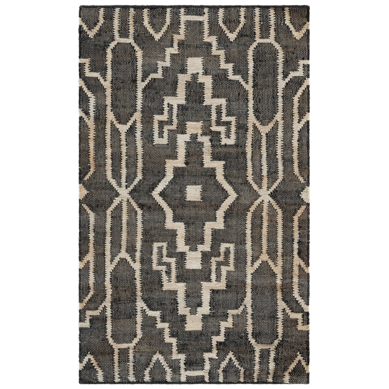 Natural Fiber Flat Weave Jute Southwestern Rug, Rectangle 3' x 5'