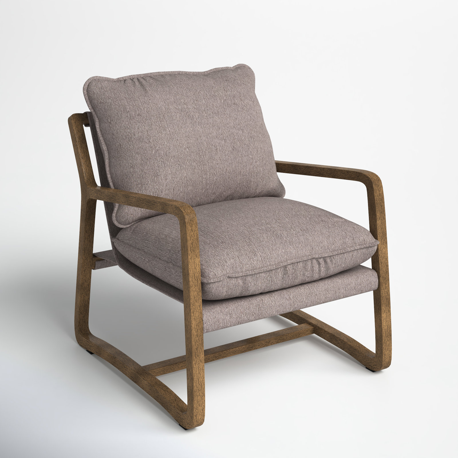 Windy Armchair, Gray Cotton Blend, Dark Brown