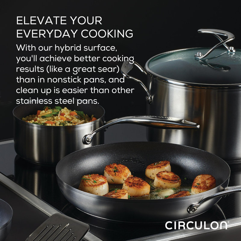Circulon Steelshield 7.5 qt Nonstick Stainless Steel Stock Pot with Lid