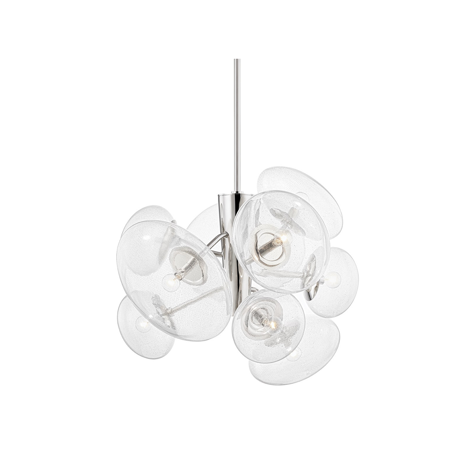 Jovi 9 Light Glass Pendant, Polished Nickel