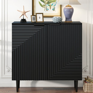Mirod Modern Minimalist Side Cabinet with Adjustable Shelves ,Stylish Geometric Door Design,Ample Storage Space for Any Home Decor