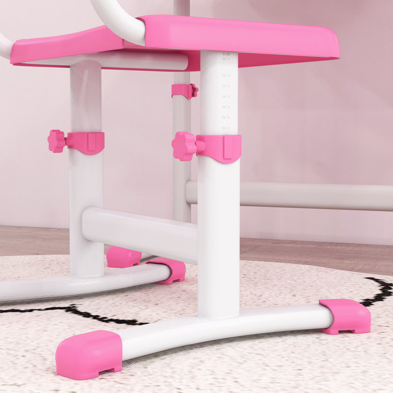 Ensemble de bureau d'écriture et de chaise pour enfants 27,5 po Stepanie, Rose