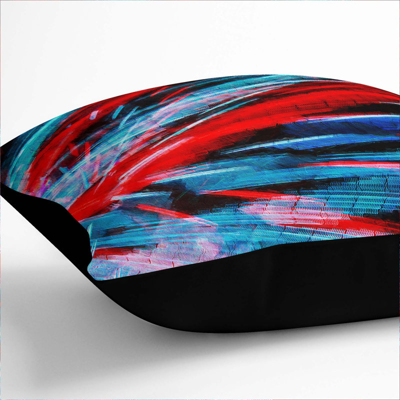 Lights of Santa Monica Pier in Abstract Cushion with Filling, Black, 40cm H x 40cm W x 15cm D