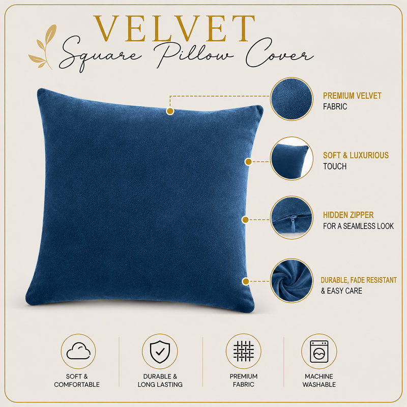 Aldino Square Cushion Pad, Navy Blue