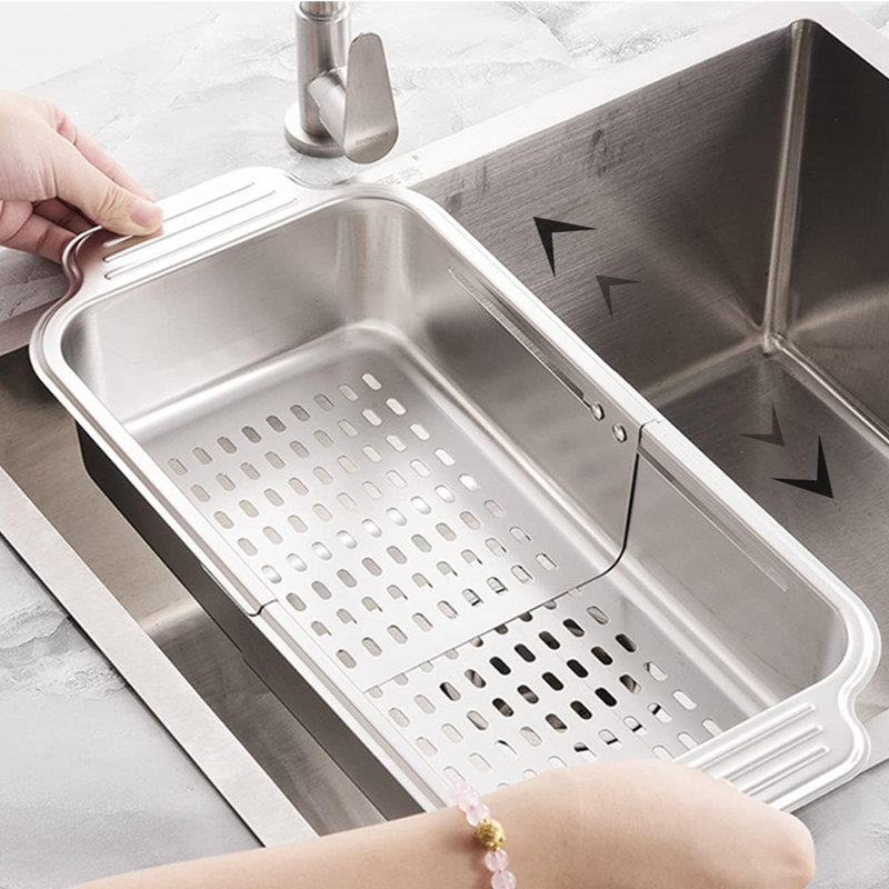 Panier d'évier de cuisine rétractable en acier inoxydable
