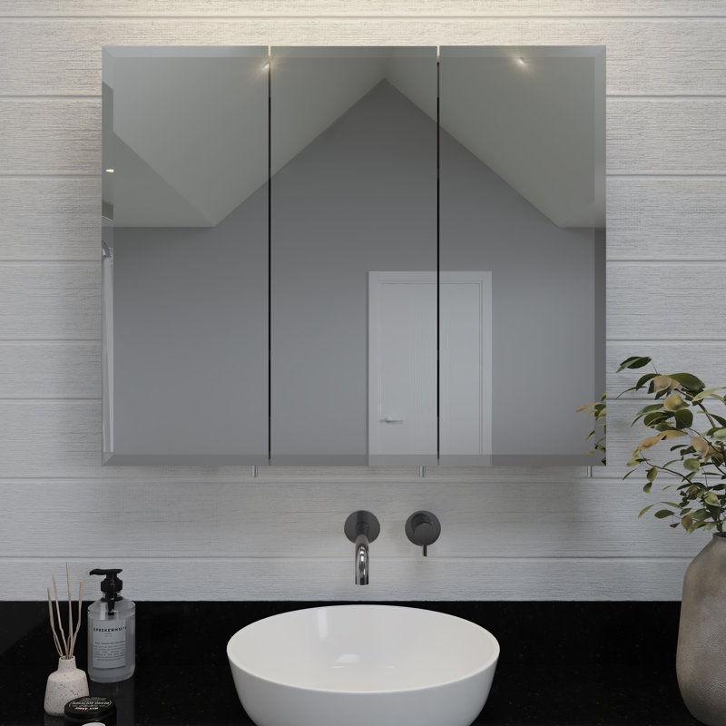 Shamare Surface Mount Frameless 3 Doors Medicine Cabinet with 2 Adjustable Shelves, 30" H x 36" W x 5" D