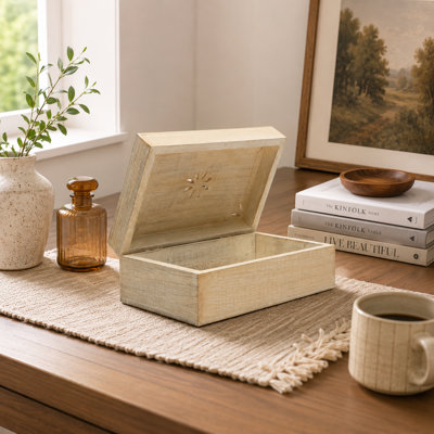 Boîte de rangement décorative fabriquée à la main en bois de manguier 