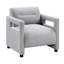 Élégant fauteuil gris Boucle, hauteur de 30,5 po, fabrication en contreplaqué, chaise de luxe sophistiquée en gris, rembourrage en mousse pour les jambes de 25 po-1972115454