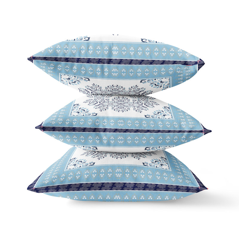 Geometric Reversible Throw Pillow, 20" x 20", Blue/White
