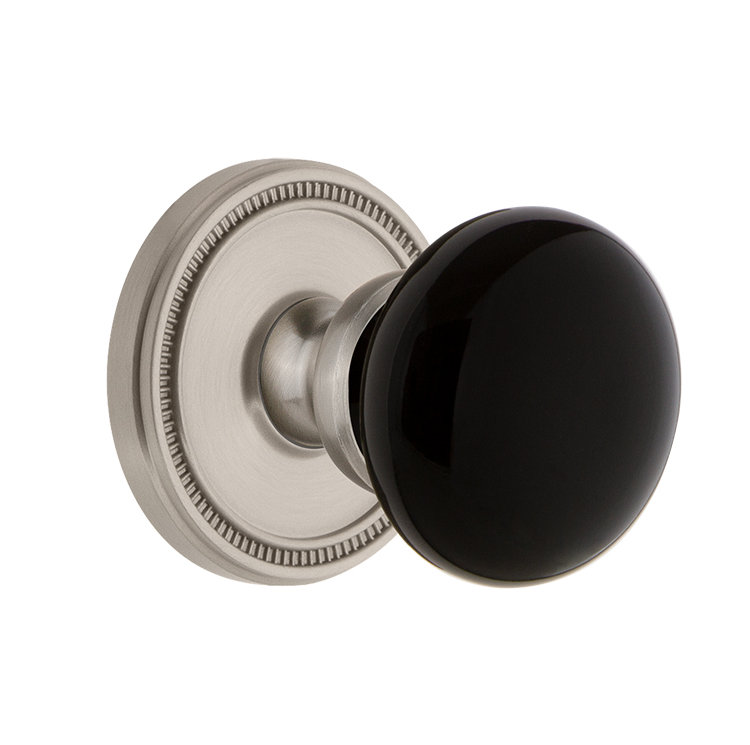 Rosace double avec bouton de porte Coventry Grandeur Soleil, Nickel satiné