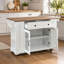 Îlot de cuisine mobile de 54 po avec porte vitrée, prise de courant et tablettes ouvertes, chariot de cuisine roulant avec porte-serviettes, support à épices et porte-couteaux, table de préparation fonctionnelle pour la cuisine, la salle à manger-2083051964