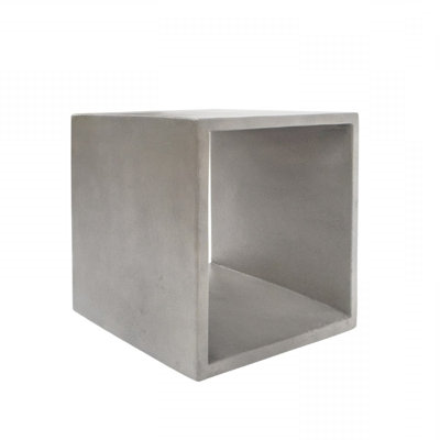 Table de bout carrée 16 po en béton gris avec tablette