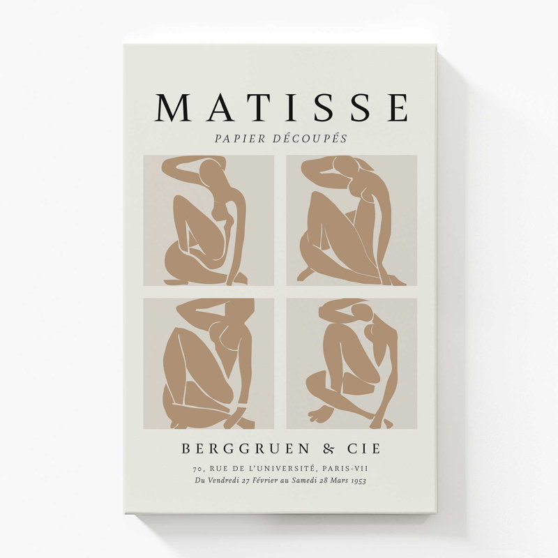 Nus Brun Matisse, affiche d'art, Toile tendue, H 60 po x l 40 po x P 1,25 po