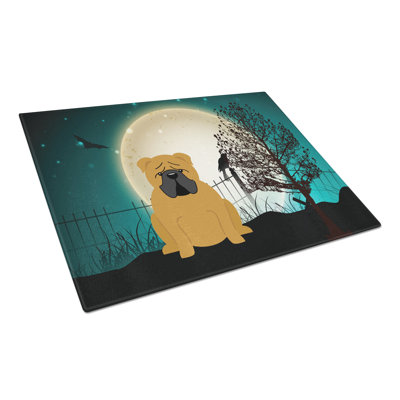 Planche à découper en verre trésors de caroline française bouledogue Scary Halloween