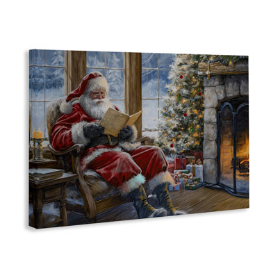 Santa Reading by Fire Canvas Wall Art by Imagine It Images