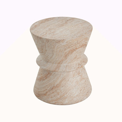 Outdoor/Indoor Lightweight Concrete Side Table,Travertine Finish