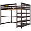 Lit mezzanine double avec tablettes de rangement et bureau sous le lit, espresso-1989355607