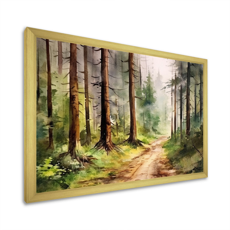 «Little Road In Mountain Landscape», reproduction d'art sur toile encadrée, Cadre doré à une seule photo