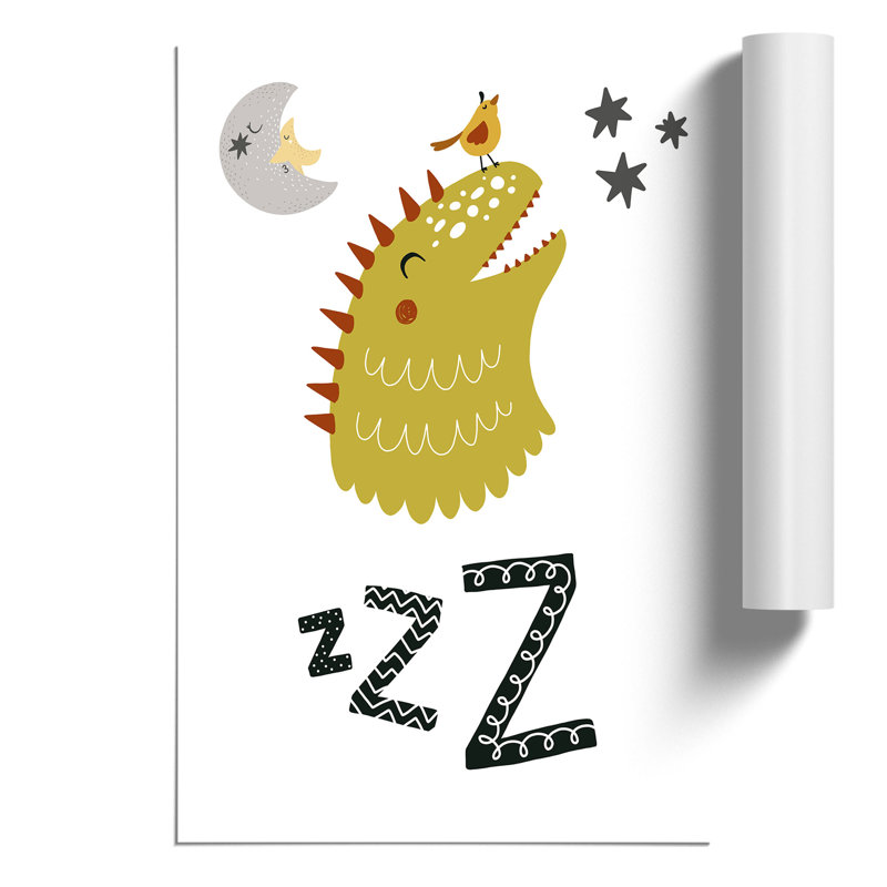 ZZZ Dino - Frameless Print, 84cm H x 59cm W x 0.1cm D