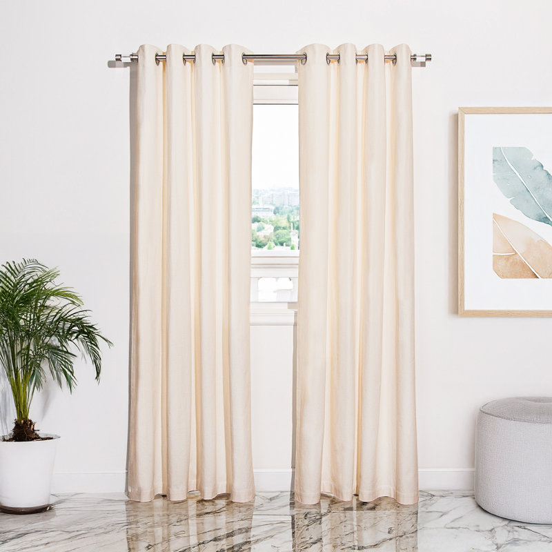 Panneaux de rideaux semi-transparents 100% coton, L 52 po x L 63 po, Ivoire