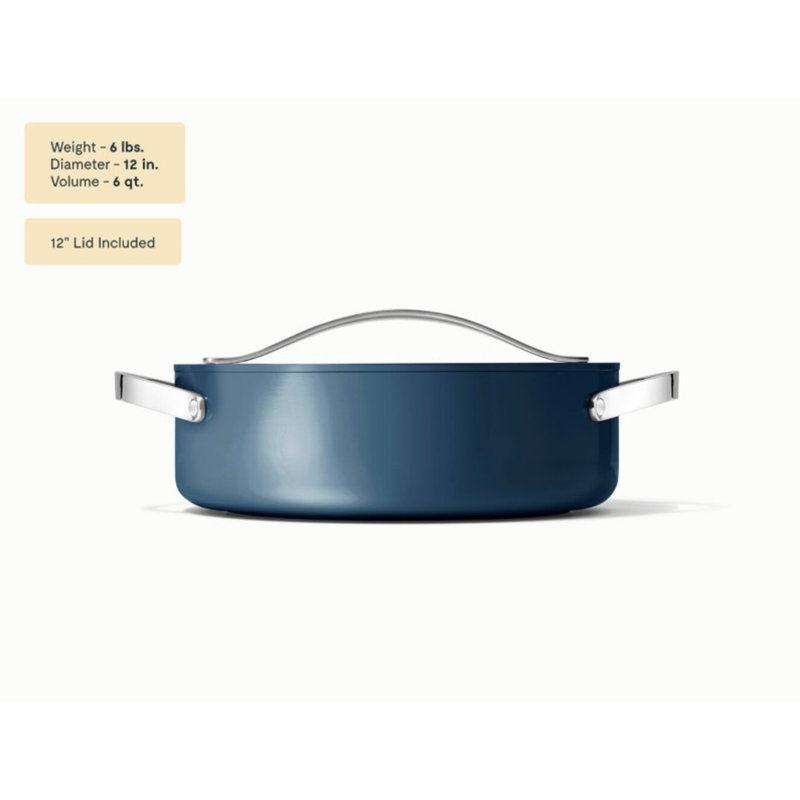 Caraway 6Qt Nonstick Ceramic Rondeau Pan W/ Lid, Navy