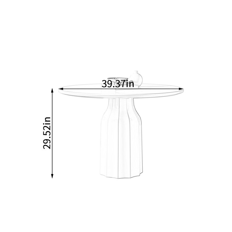 Table de style roche durable de style français, H 29,52 po x L 39,37 po x l 39,37 po, Blanc