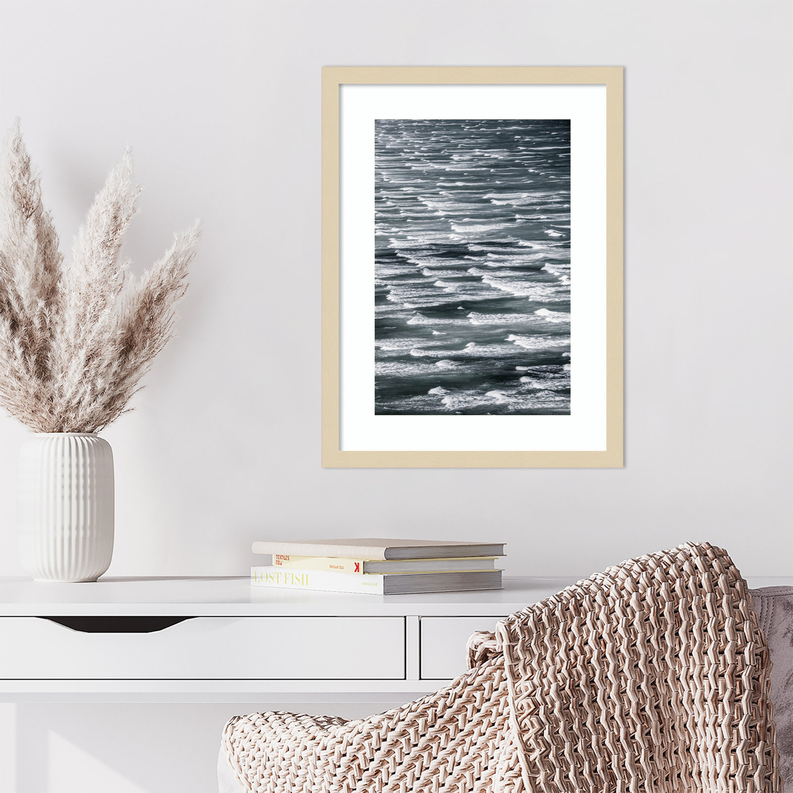 Daisey "Infinite Waves 02" Print, Brown Framed, 21" H x 16" W