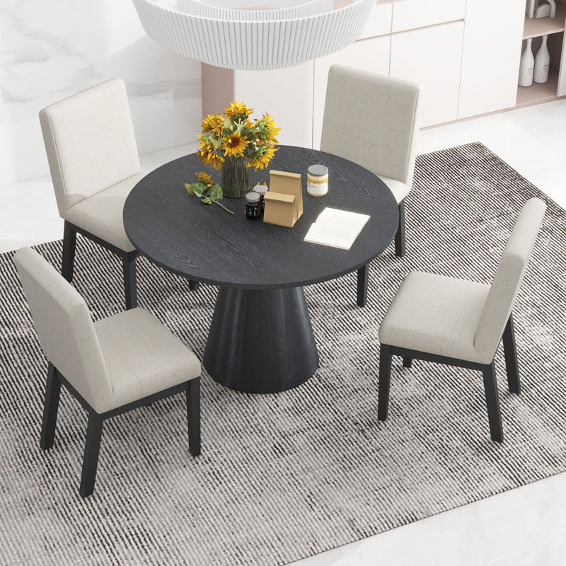 4 - Person Pedestal Dining Set, Black