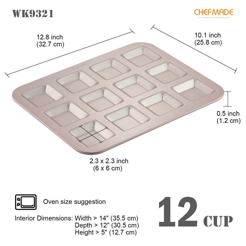 CHEFMADE 12 Cavity Square Financier Cake Pan